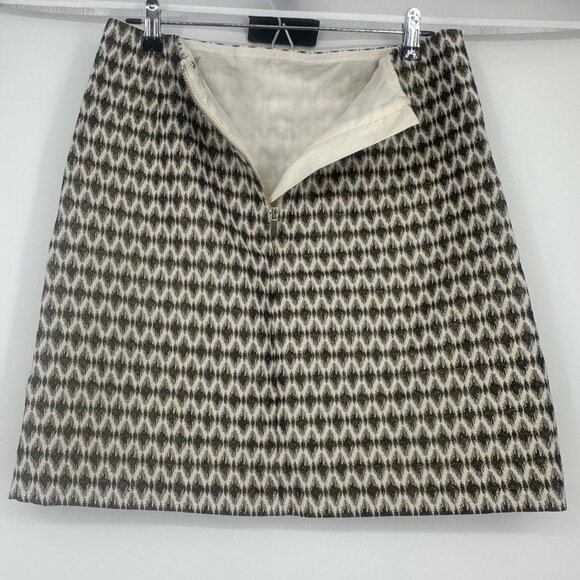 Loft Diamond Jacquard Metallic Black Gold Mini Pencil Skirt Size 10 - Picture 4 of 5